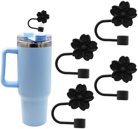 Wholesale 5pcs  Begonia silicone straw cover 10mm reusable straw plug